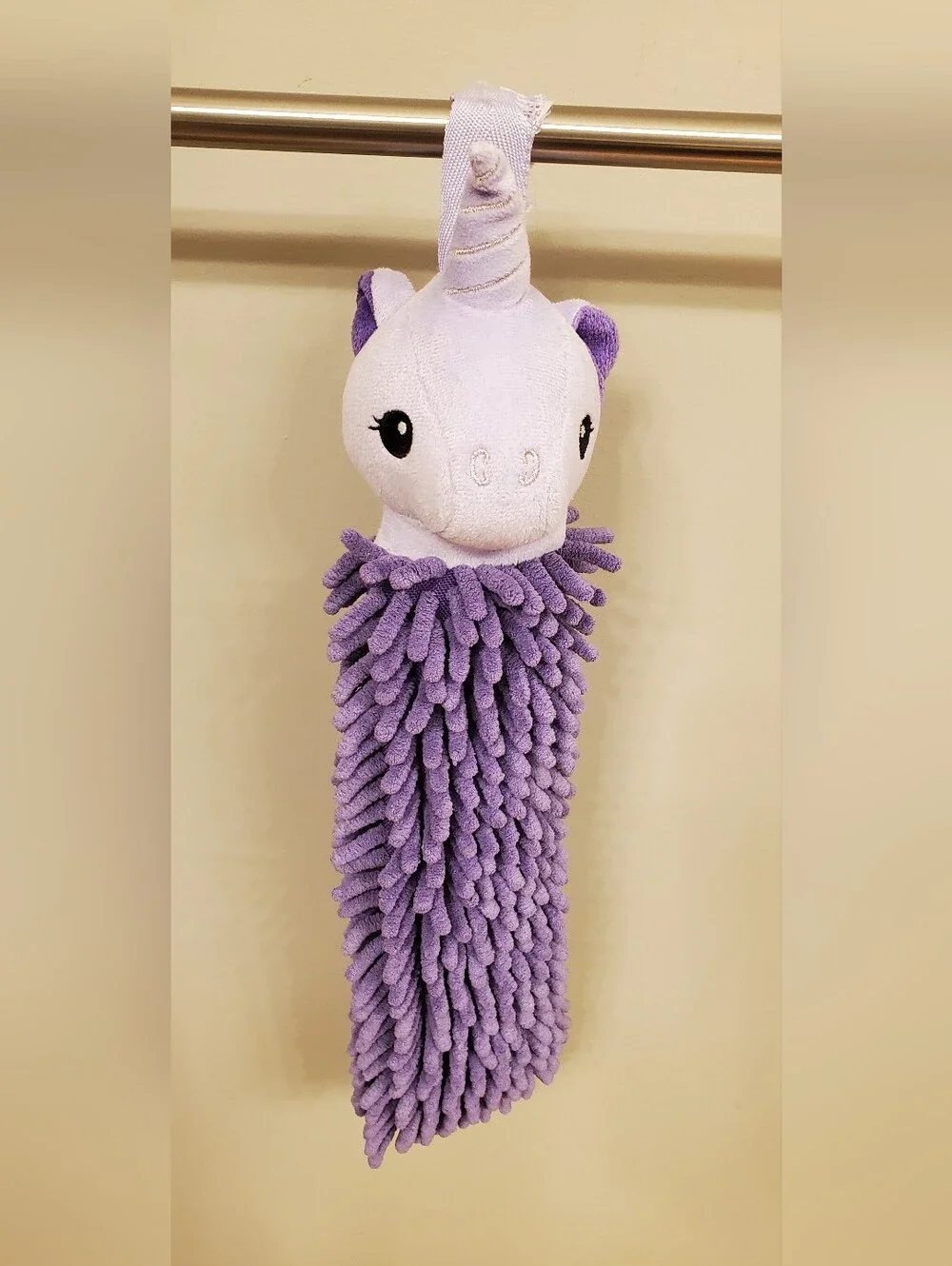 Norwex Kids Pet To Dry Unicorn Hand Towel Purple Lavender Chenille Microfiber Ba